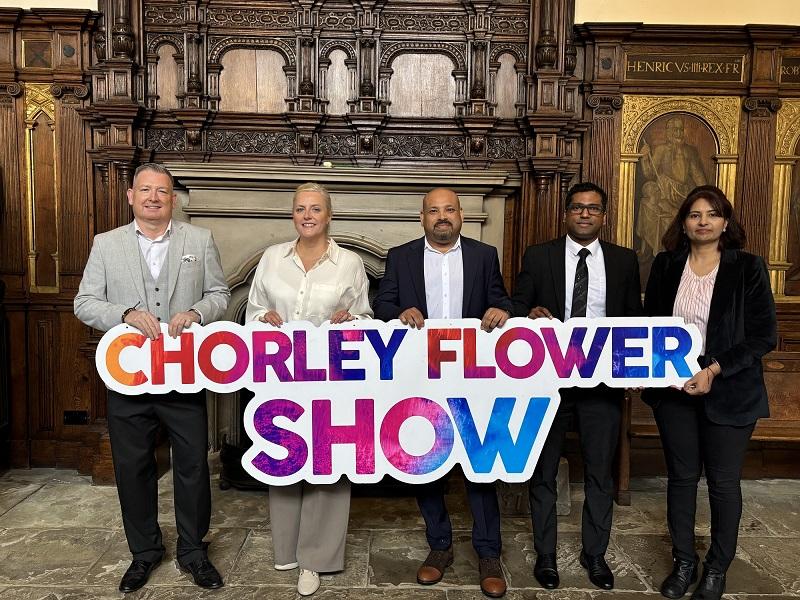 Representatives of sponsors of Chorley Flower Show stood in Astley Hall
